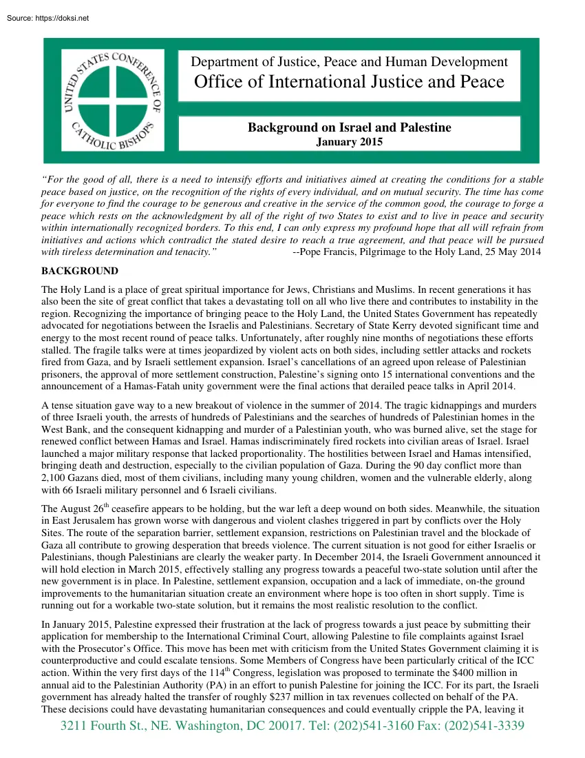 Background on Israel and Palestine