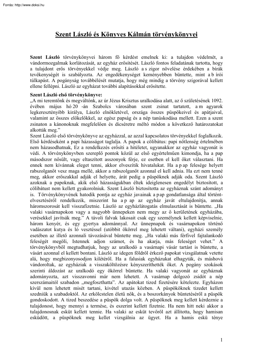 Szent László és Könyves Kálmán törvénykönyvei