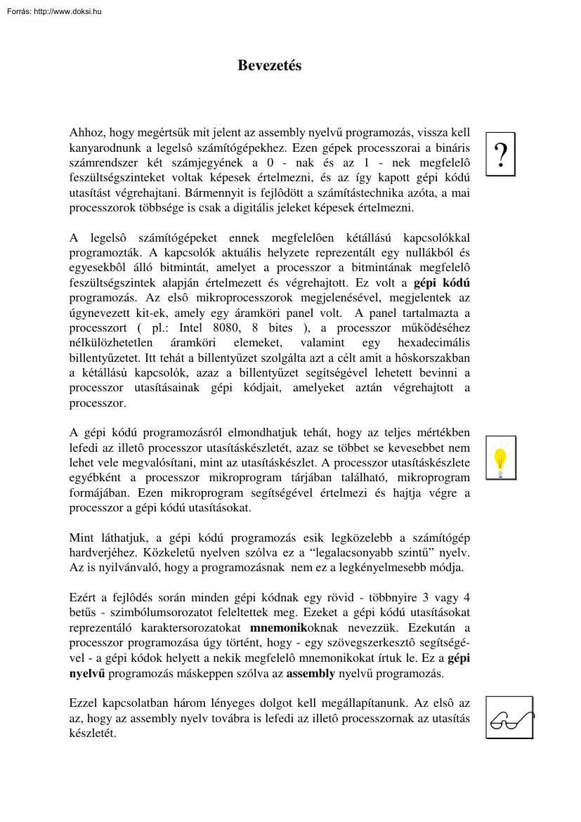 Bodlaki Tamás - Az Assembly nyelvű programozás alapjai