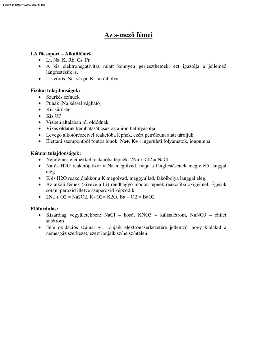 Az s-mező fémei