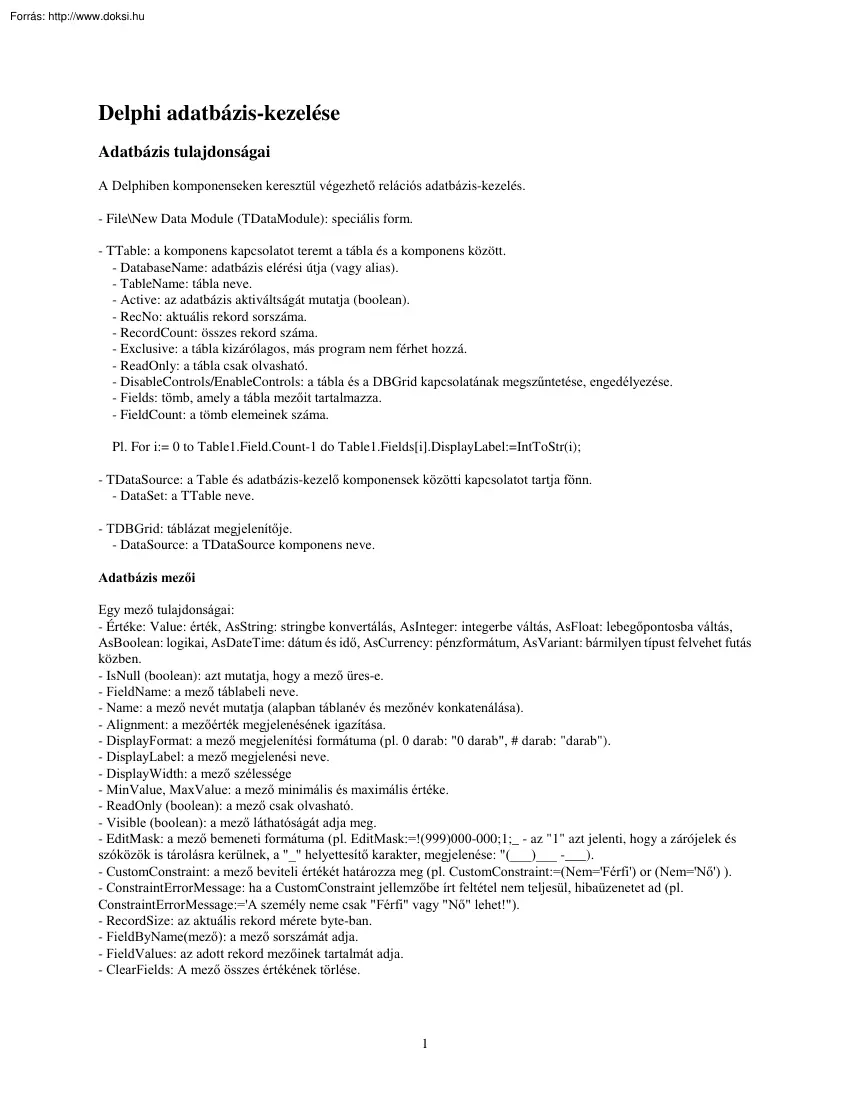 Szűcs Tamás - A Delphi adatbázis-kezelése
