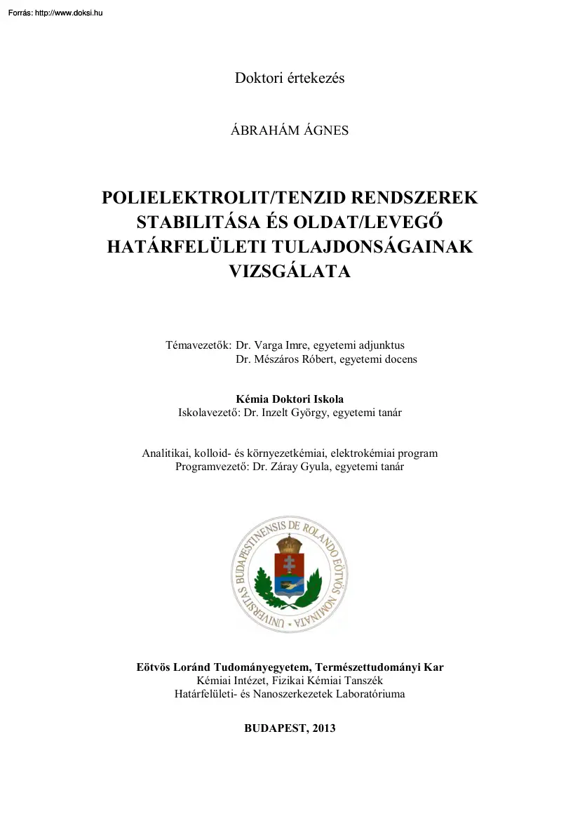 Ábrahám Ágnes - Polielektrolit rendszerek