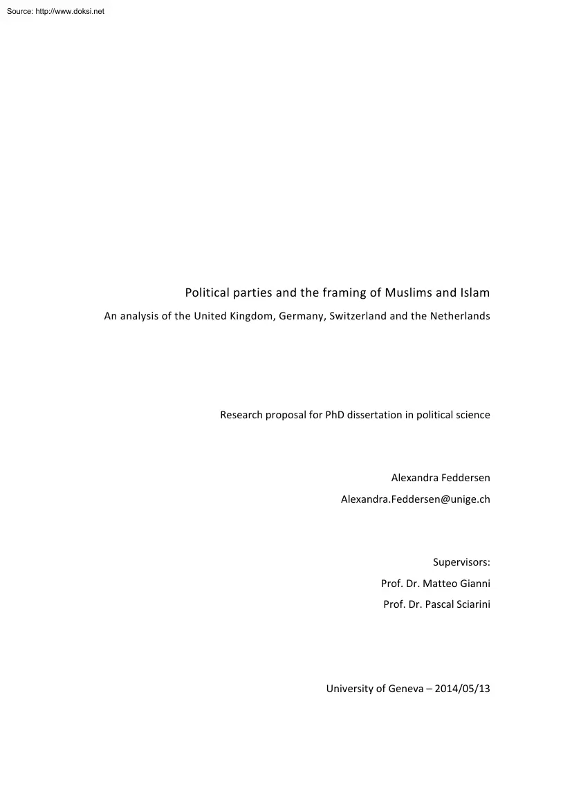 Alexandra Feddersen - Political Parties and the Framing of Muslims and Islam