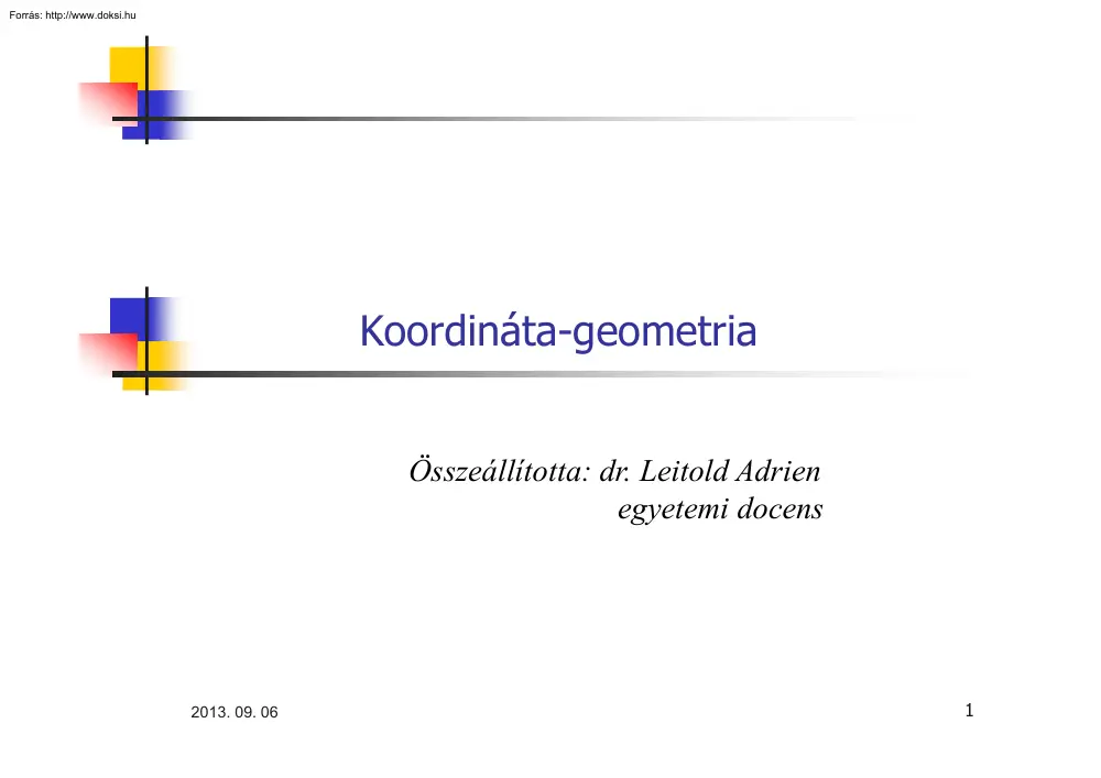 dr. Leitold Adrien - Koordináta-geometria