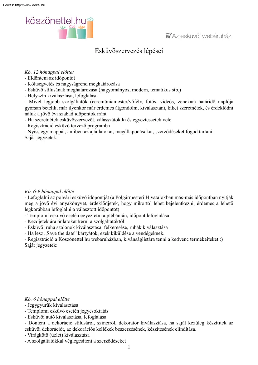 Esküvőszervezés lépései