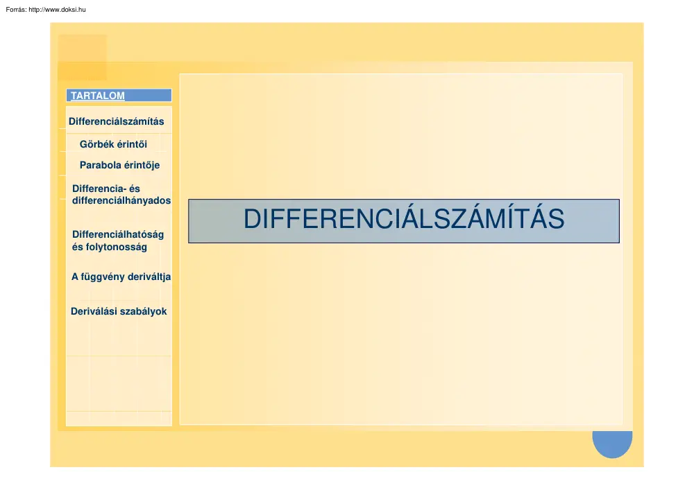 Differenciálszámítás emelt szinten, 2007