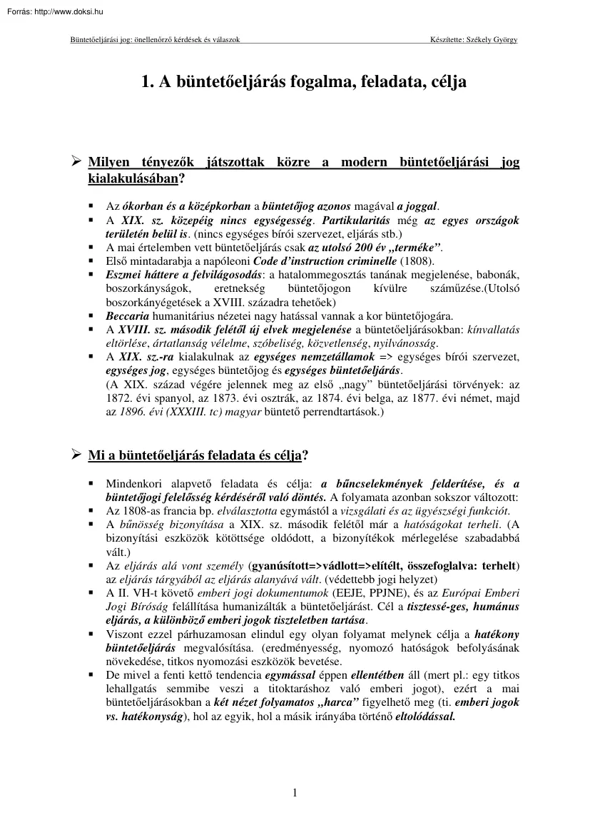 Székely György - Büntetőeljárási jog
