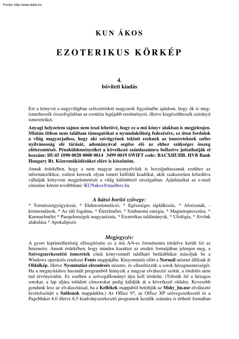 Kun Ákos - Ezoterikus körkép