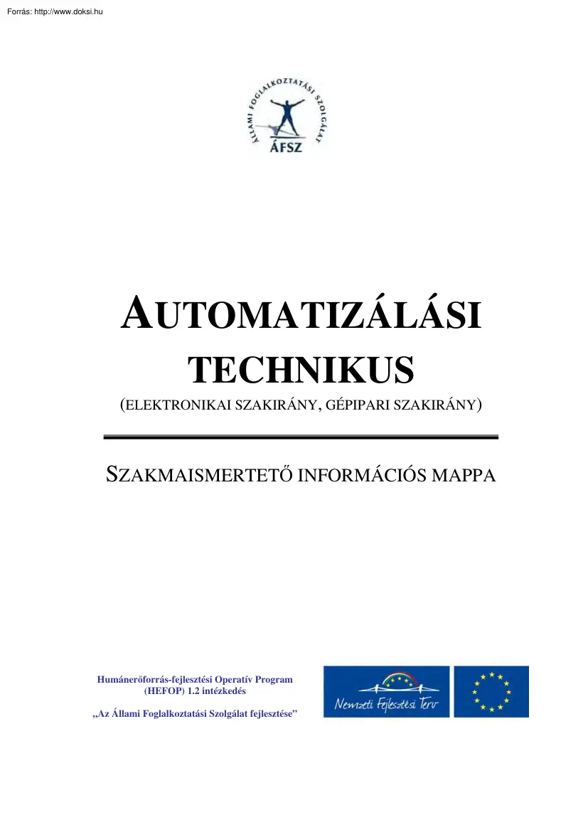Automatizálási technikus, szakmaismertető információs mappa