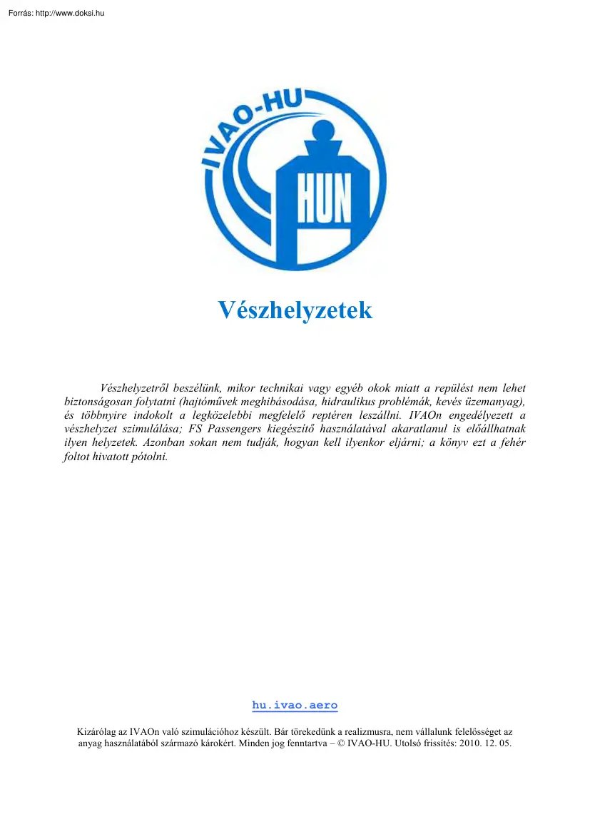 Vészhelyzetek a repülésben