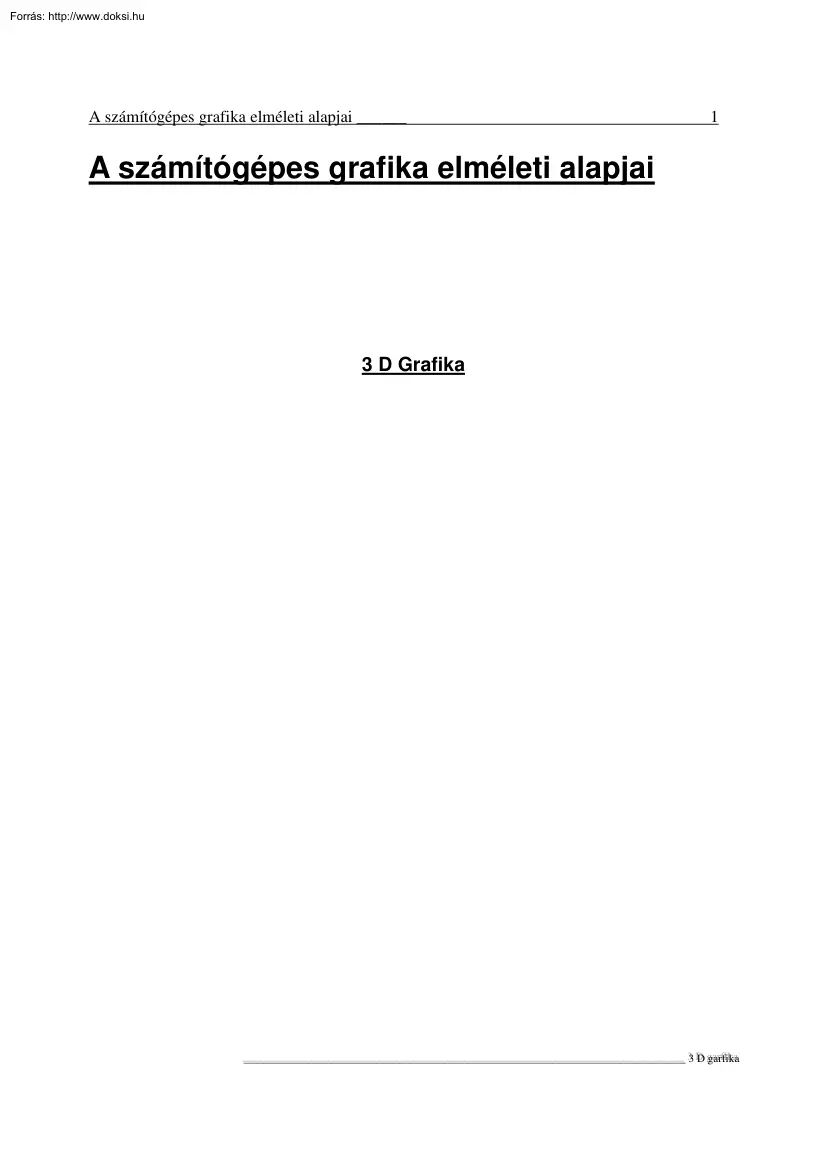 A számítógépes grafika elméleti alapjai