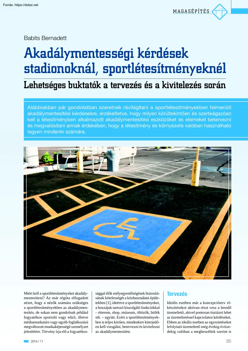 Babits Bernadett - Akadálymentességi kérdések stadionoknál, sportlétesítményeknél