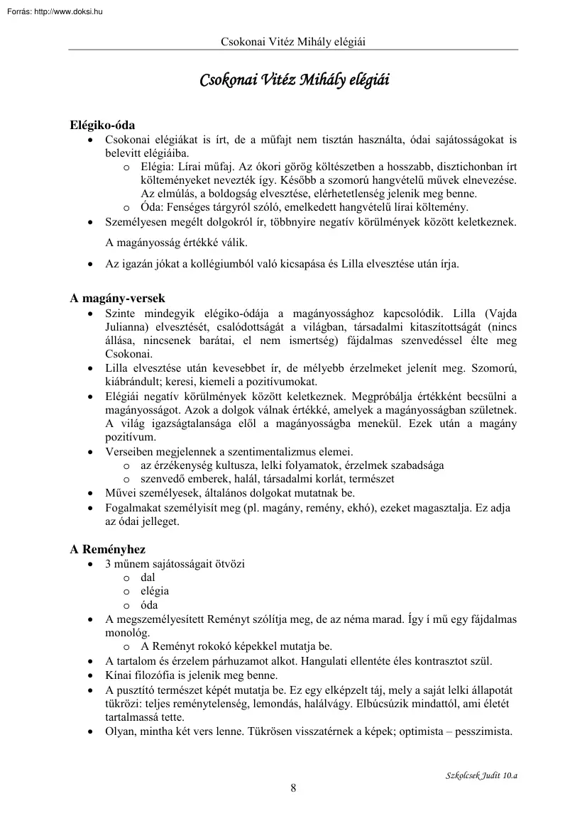 Csokonai Vitéz Mihály elégiái