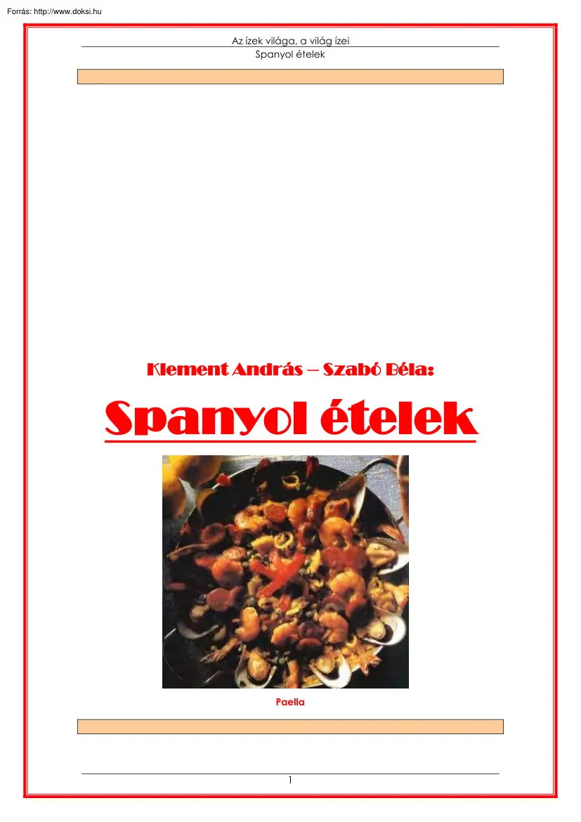 Klement-Szabó - Spanyol ételek