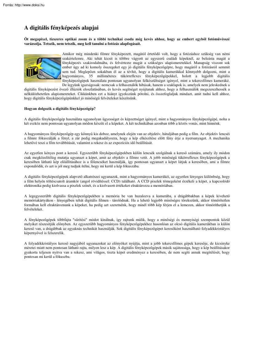 A digitális fényképezés alapjai, 2002