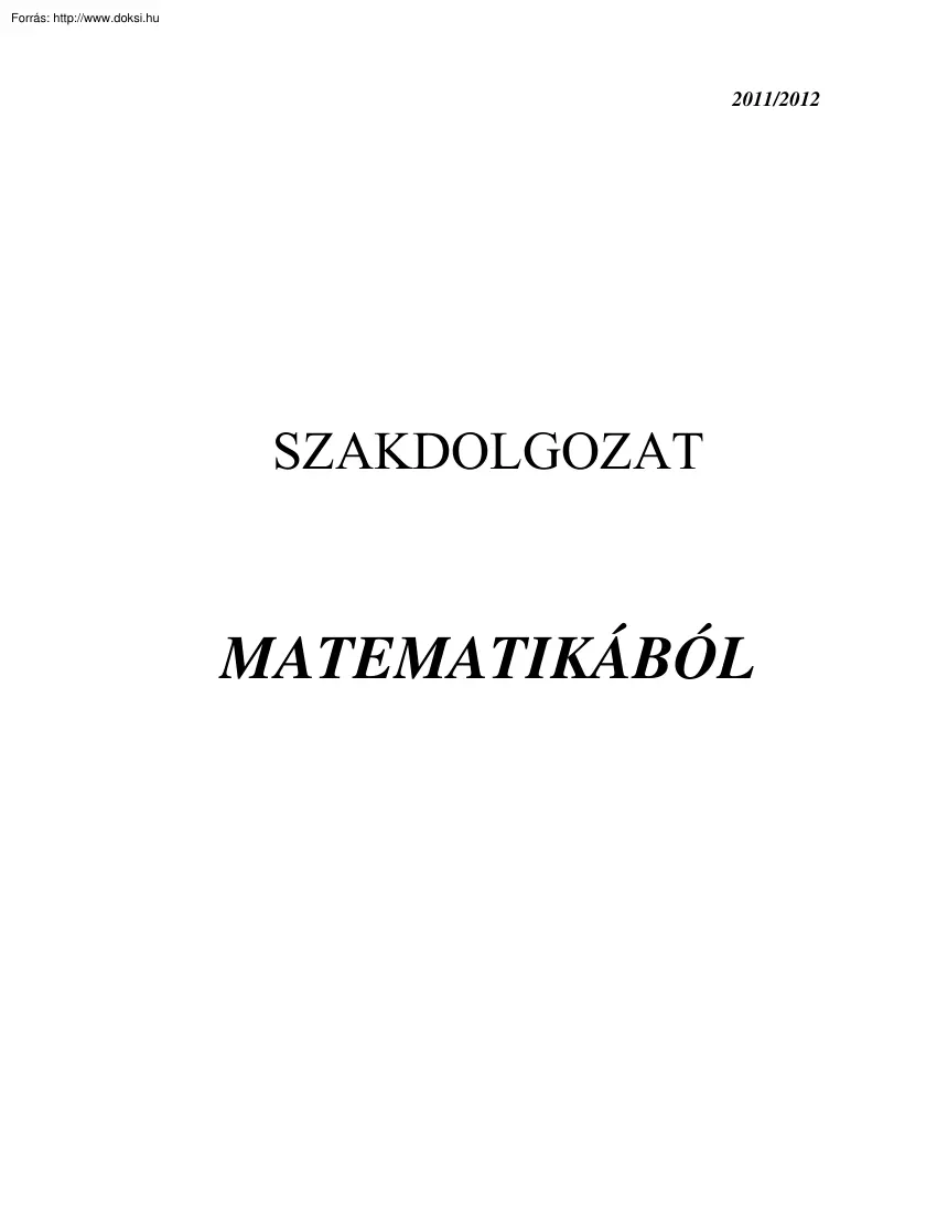 Szakdolgozat matematikából