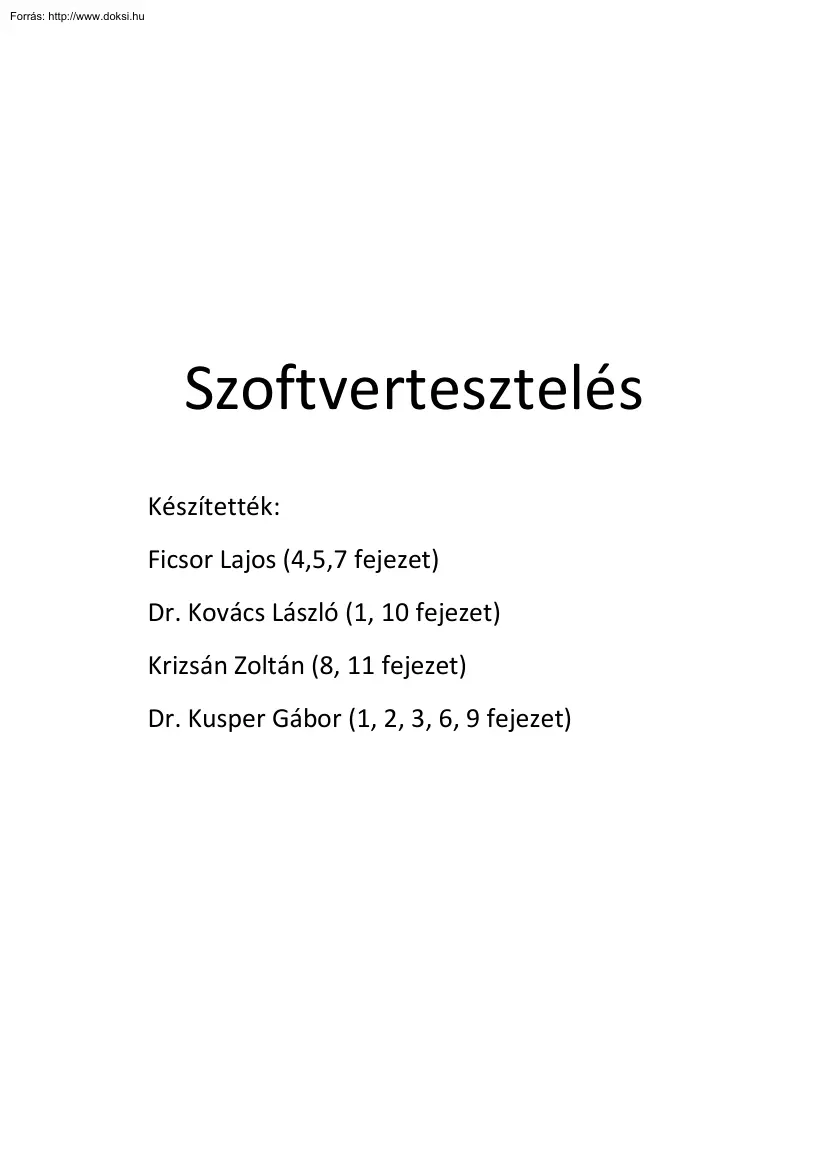 Ficsor-Kovács - Szoftvertesztelés