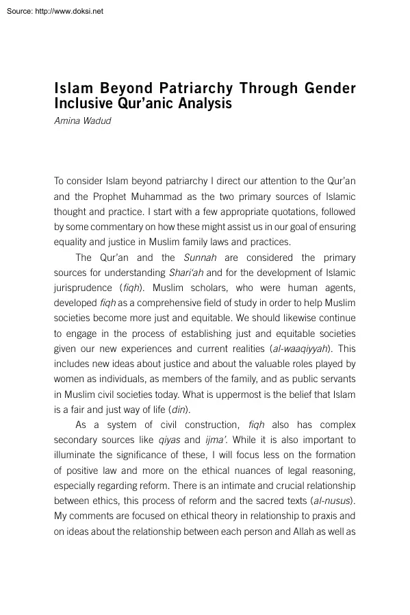 Amina Wadud - Islam Beyond Patriarchy Through Gender Inclusive Quranic Analysis