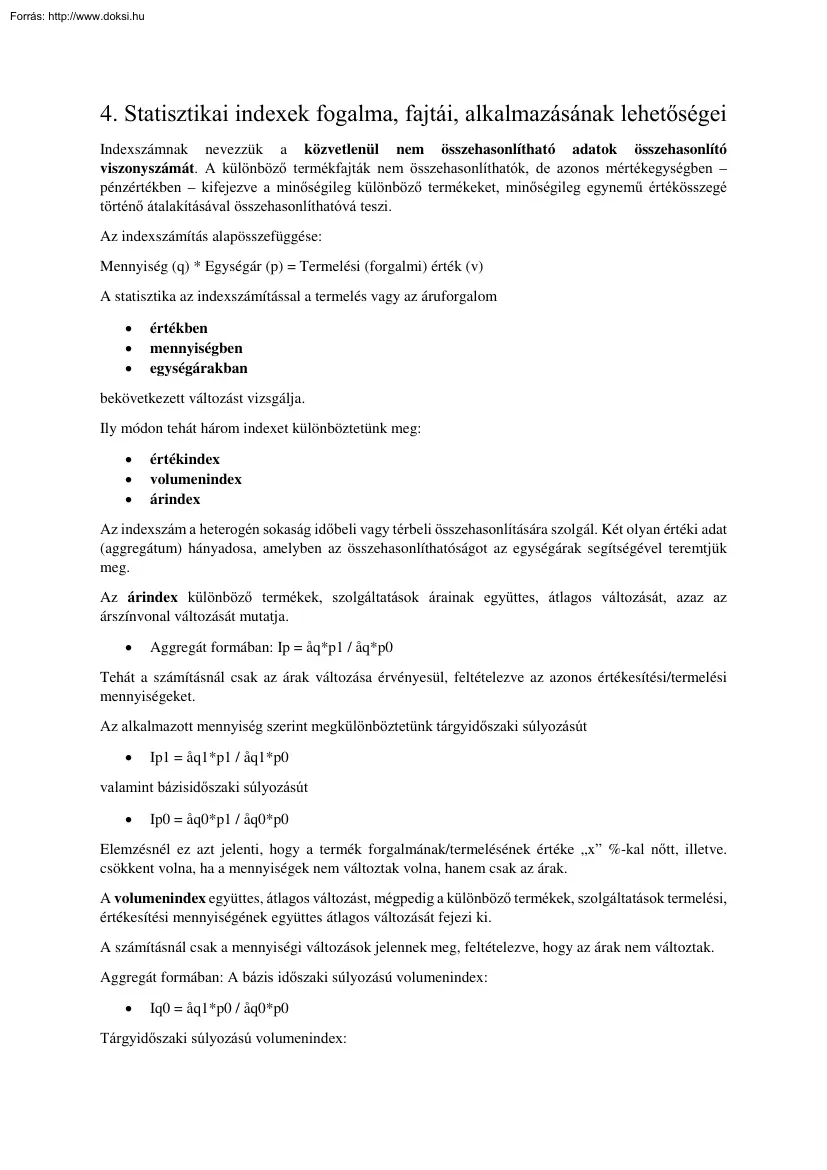 Bánár Ákos - Statisztikai indexek fogalma, fajtái, alkalmazásának lehetőségei