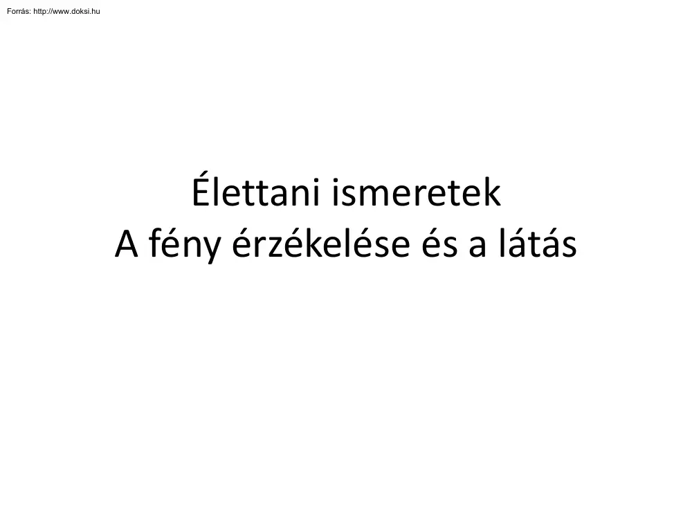 Élettani ismeretek, a fény érzékelése és a látás