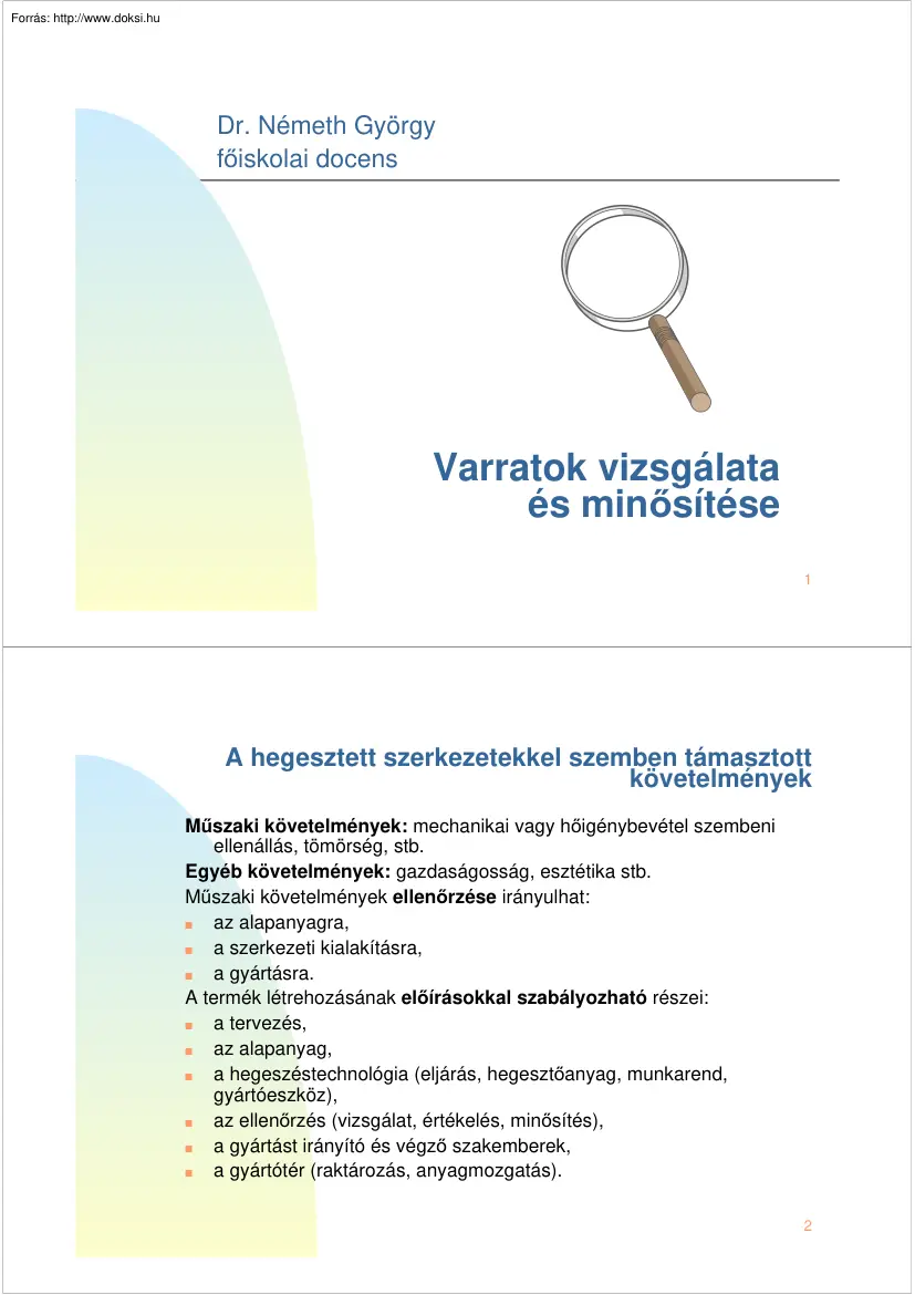 Dr. Németh György - Varratok vizsgálata