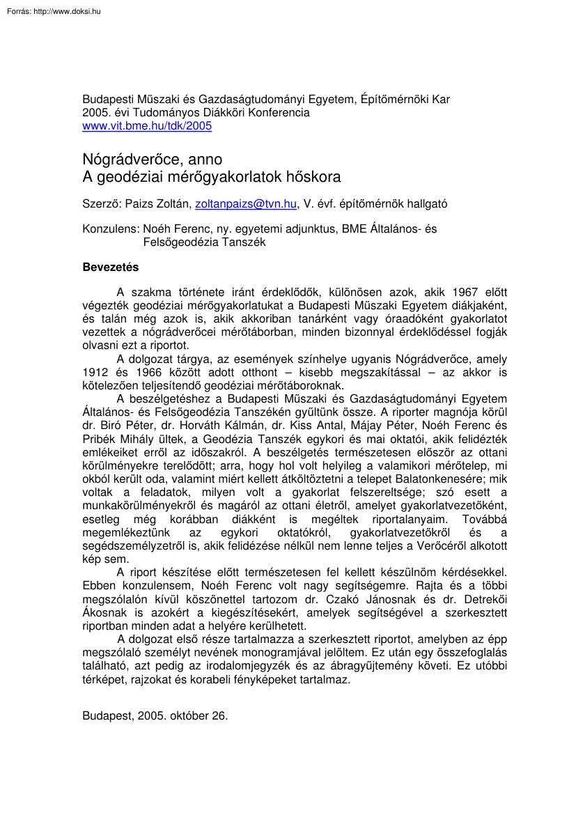 Paizs Zoltán - A geodéziai mérőgyakorlatok hőskora