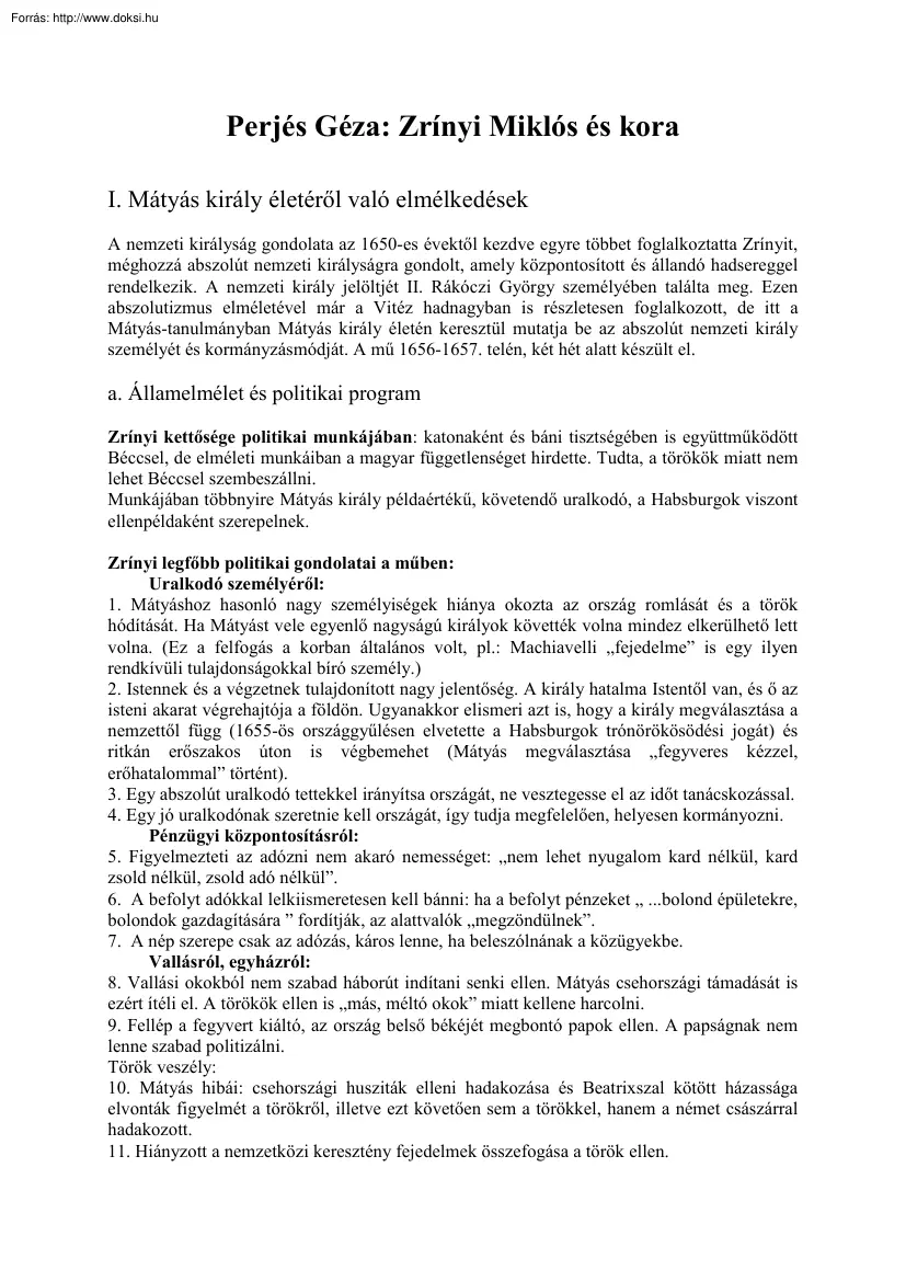 Perjés Géza - Zrínyi Miklós és kora
