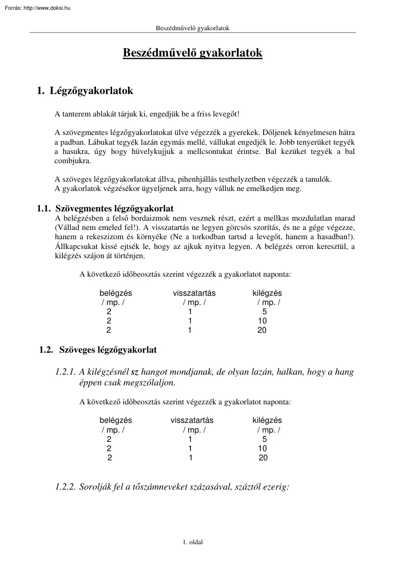 Beszédművelő gyakorlatok