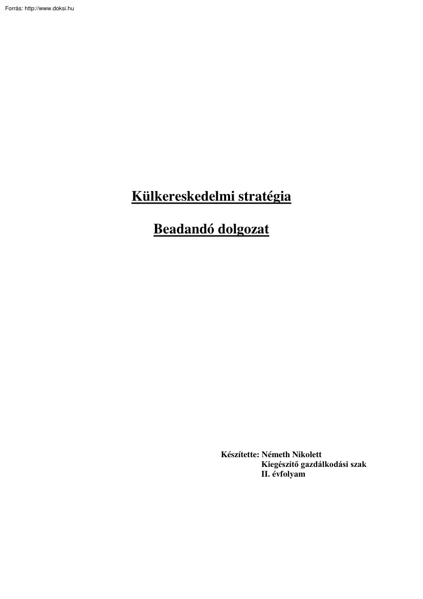 Németh Nikolett - Külkereskedelmi stratégia