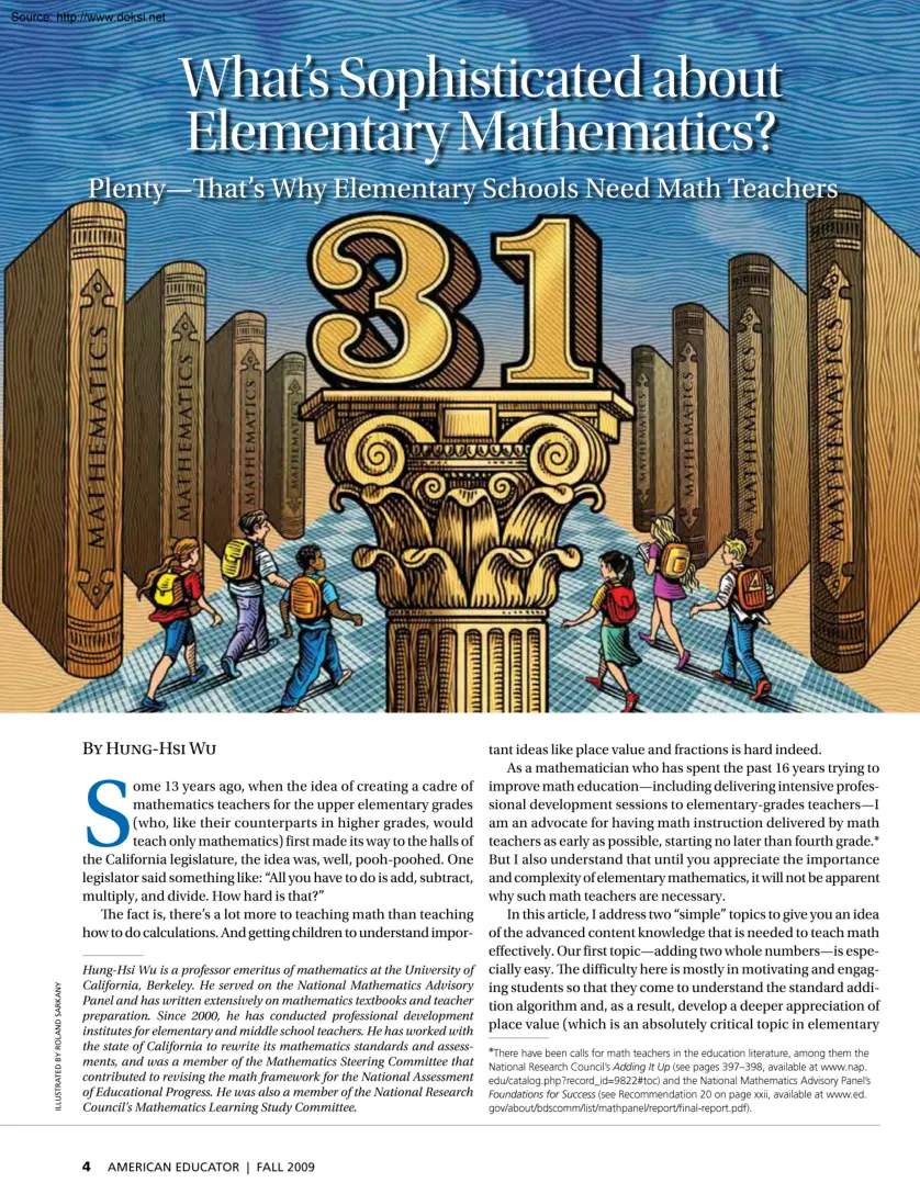 Whats Sophisticated about Elementary Mathematics