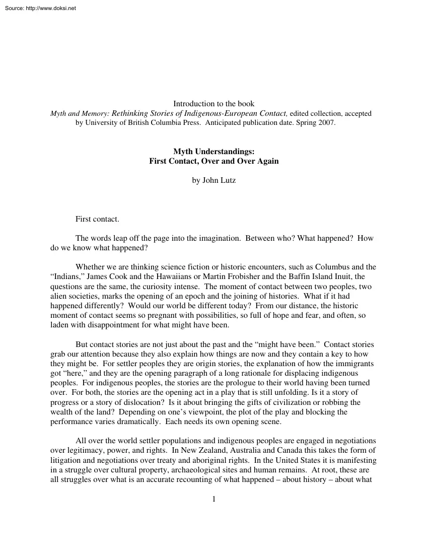 John Lutz - Myth Understandings, First Contact, Over and Over Again