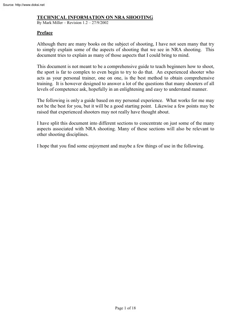 Mark Miller - Technical Information on NRA Shooting