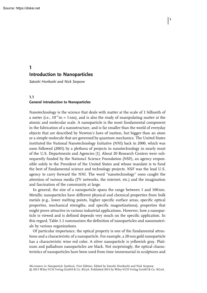 Horikoshi-Serpone - Introduction to Nanoparticles