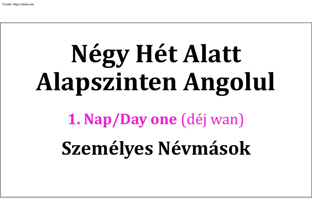 Négy hét alatt alapszinten angolul