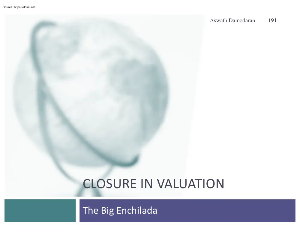 Aswath Damodaran - Closure in valuation