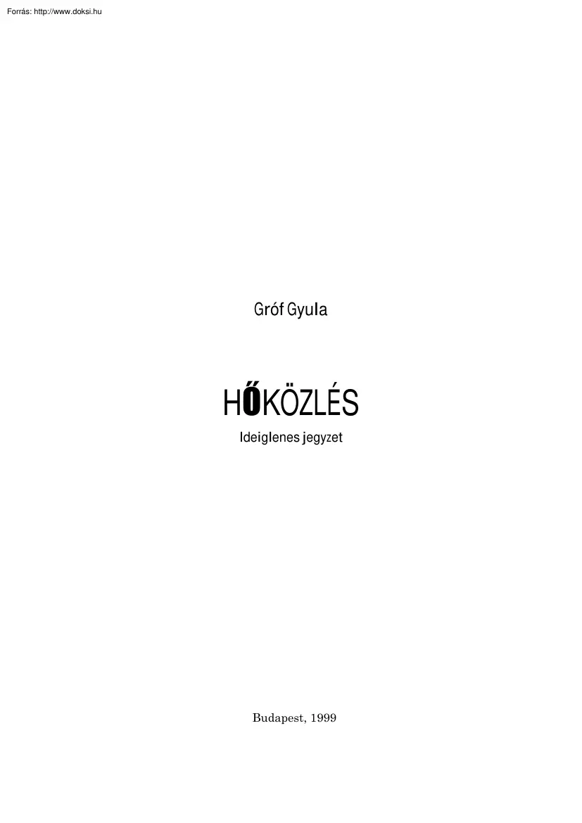 Gróf Gyula - Hőközlés jegyzet