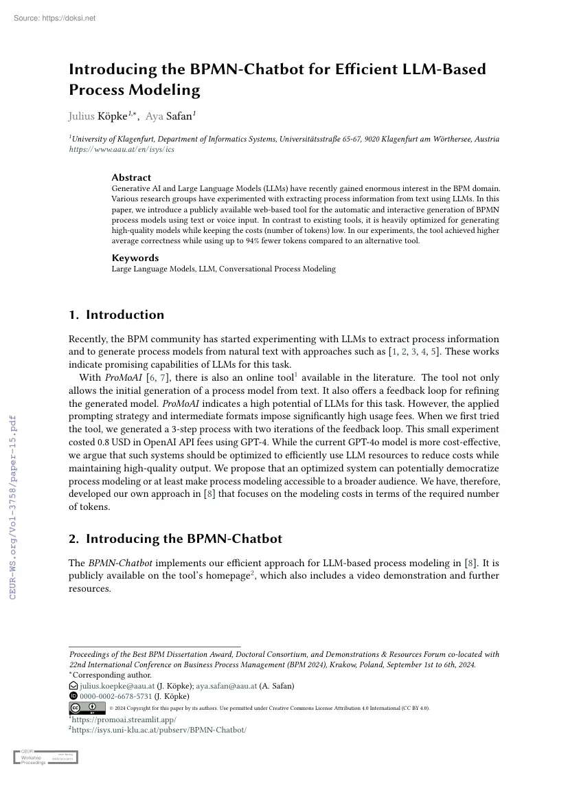 Introducing the BPMN-Chatbot for Efficient LLM-Based Process Modeling
