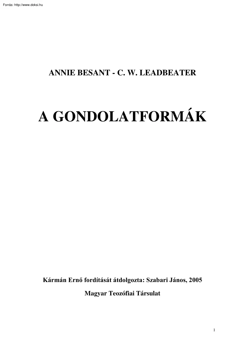 Besant-Leadbeater - A gondolatformák