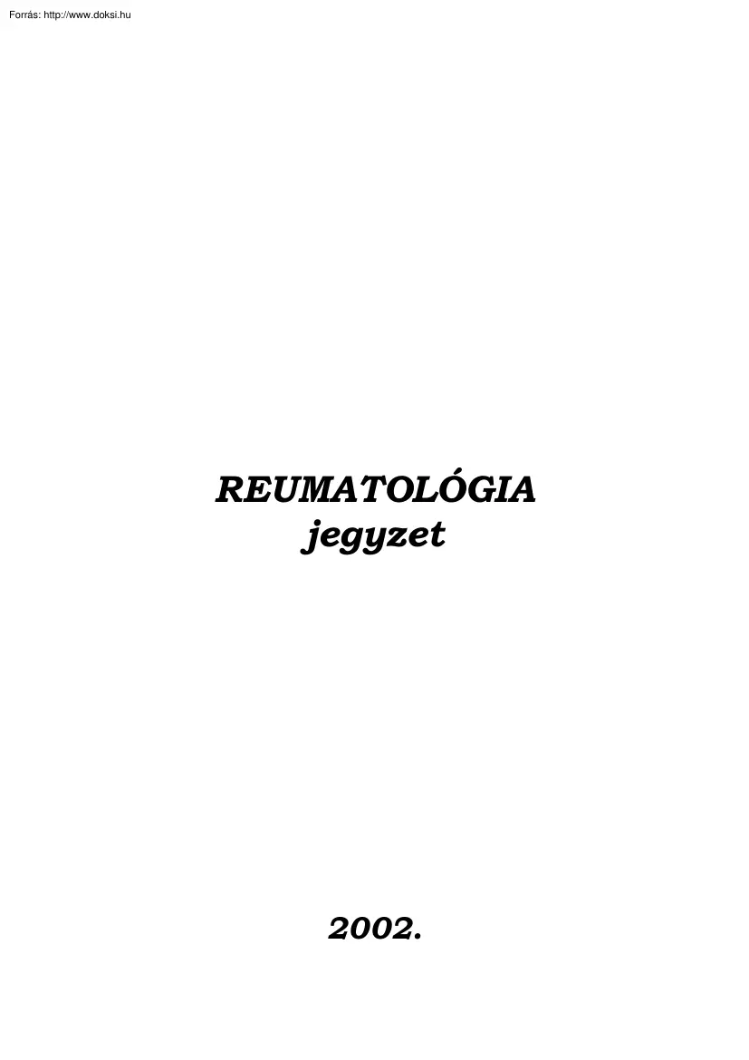 Reumatológia jegyzet