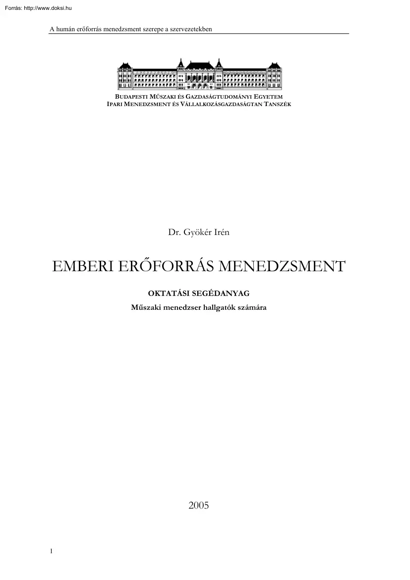 Dr. Gyökér Irén - Emberierőforrás-menedzsment