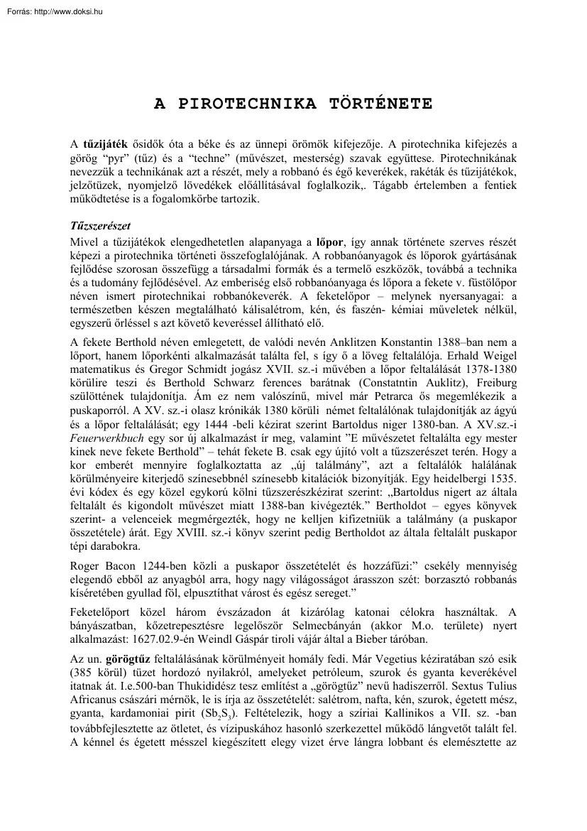 A pirotechnika története