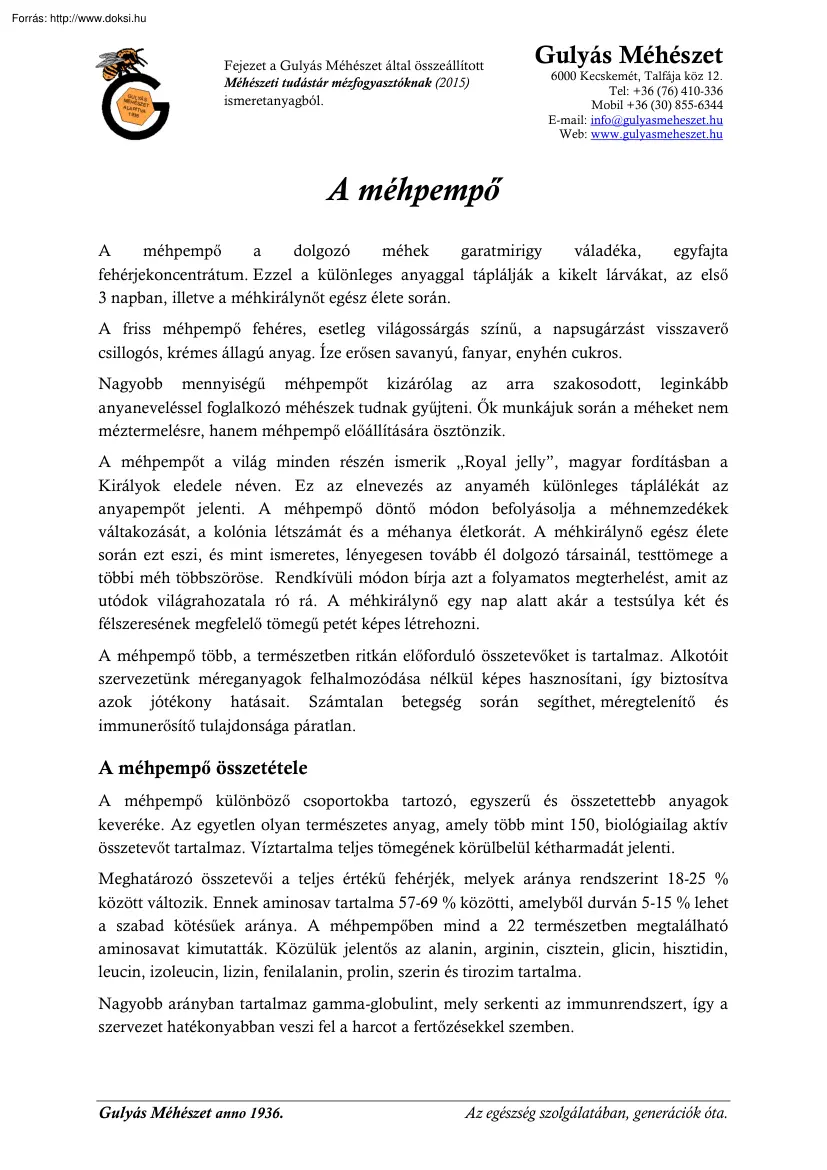 A méhpempő