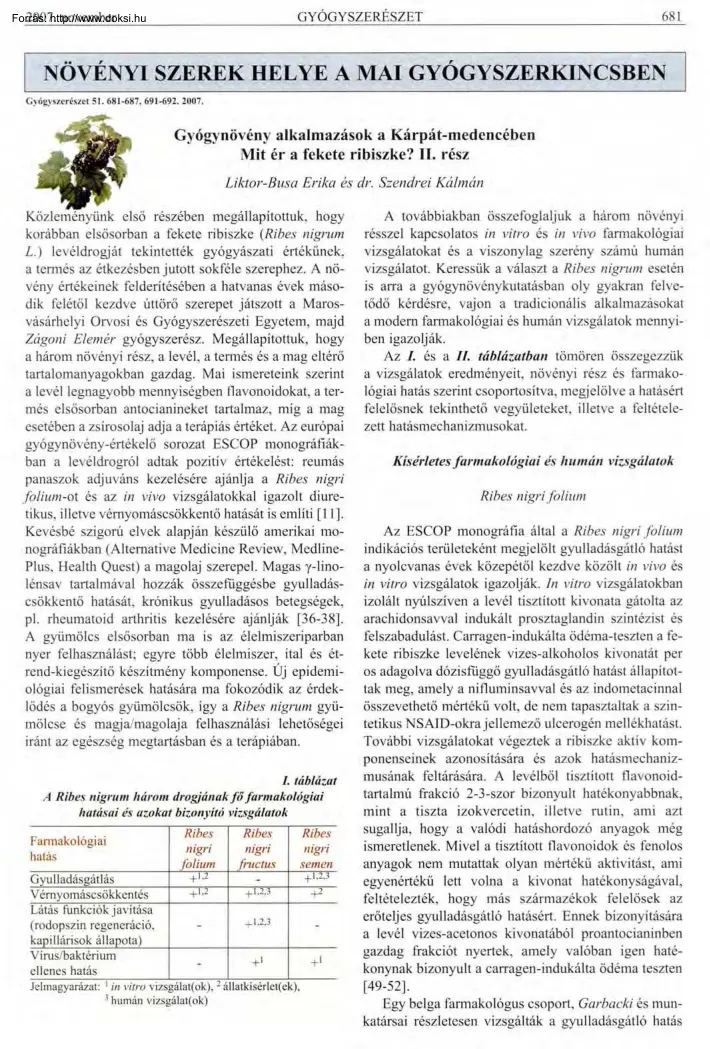 Busa-dr.Szendrei - Gyógynövény alkalmazások a Kárpát-medencében