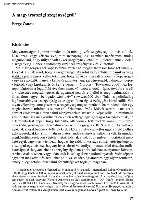 Ferge Zsuzsa - A magyarországi szegénységről