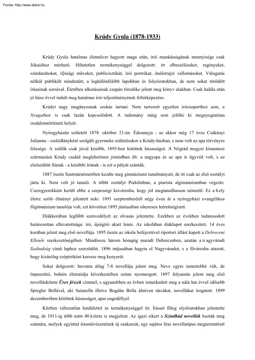 Krúdy Gyula élete