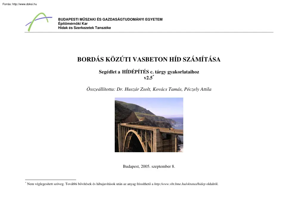 Bordás közúti vasbeton híd számítása