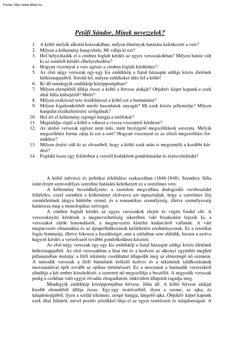 Petőfi Sándor, Minek nevezzelek, Egy gondolat bánt engemet elemzés