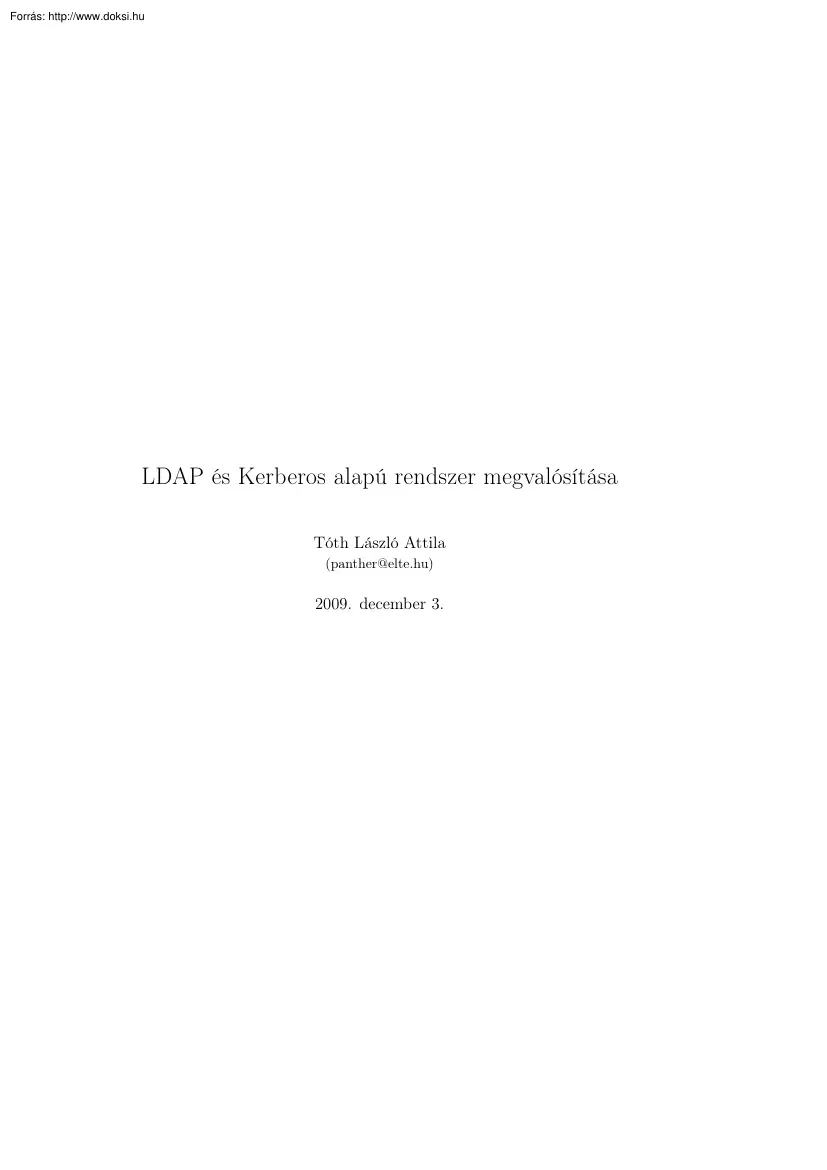 Tóth László Attila - LDAP és Kerberos alapú rendszer megvalósítása