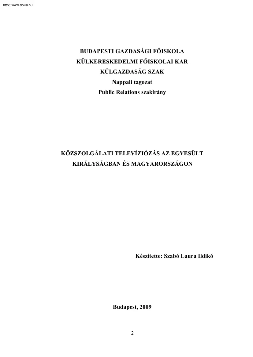 Szabó Laura Ildikó - Közszolgálati televíziózás az Egyesült Királyságban és