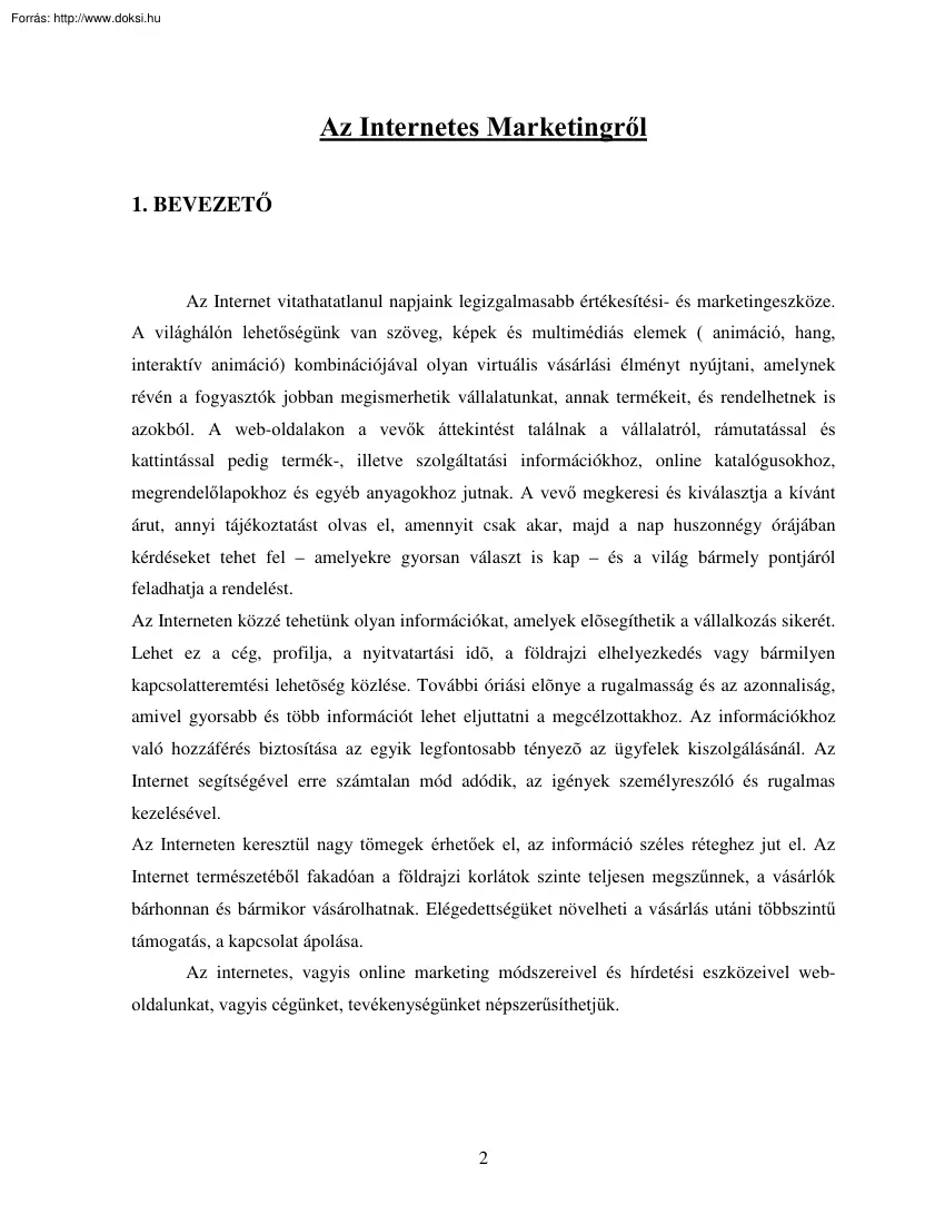 Az Internetes Marketingről